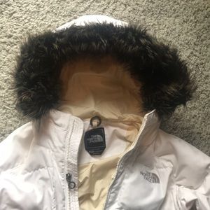 The North Face Goose Down White Coat Faux Fur Hood